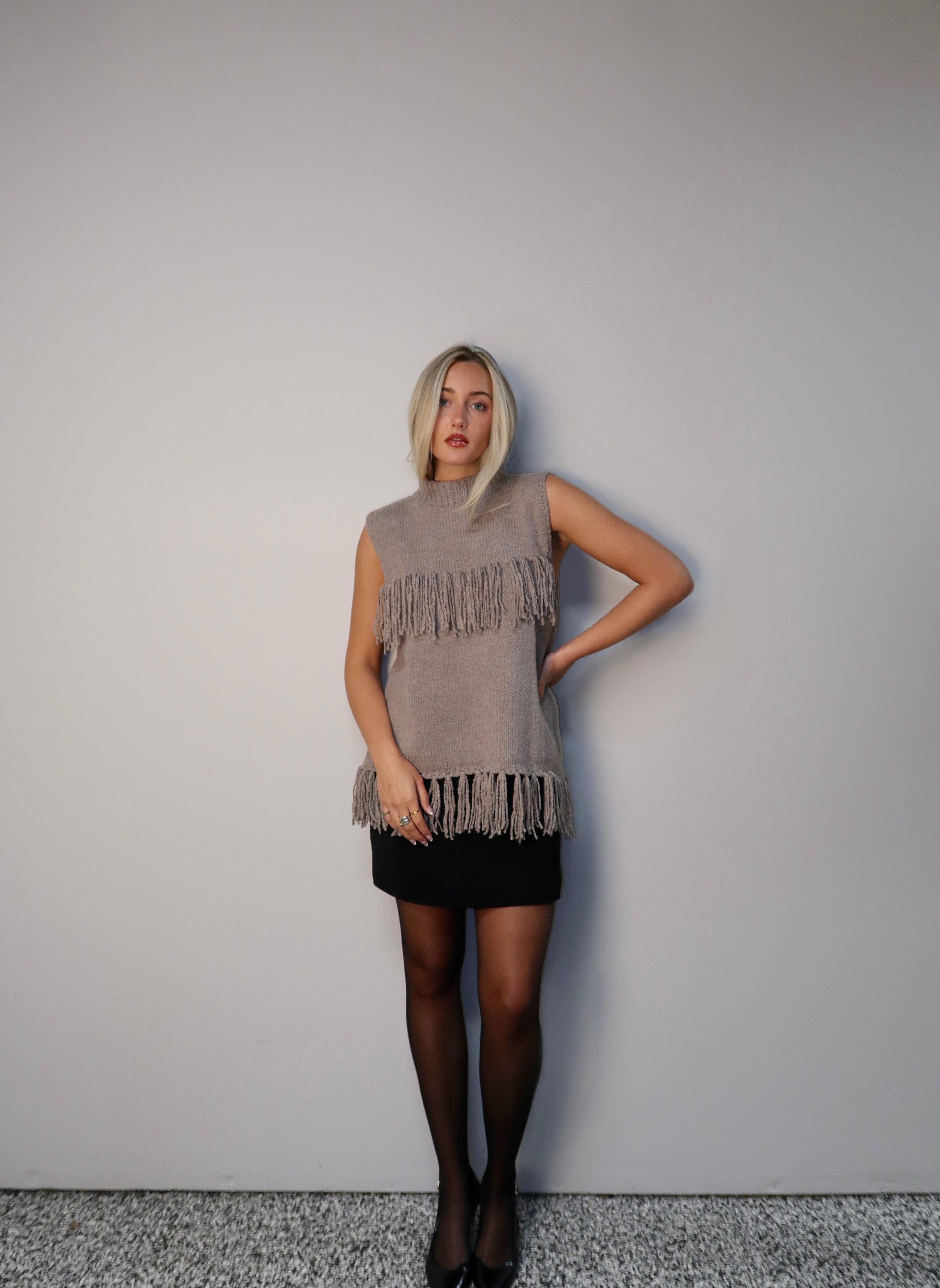 The Timber Fringe Knit Top – Appa Blue