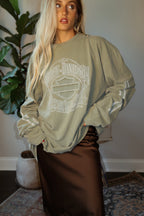 Vintage Sage Green Harley Davidson Long Sleeve