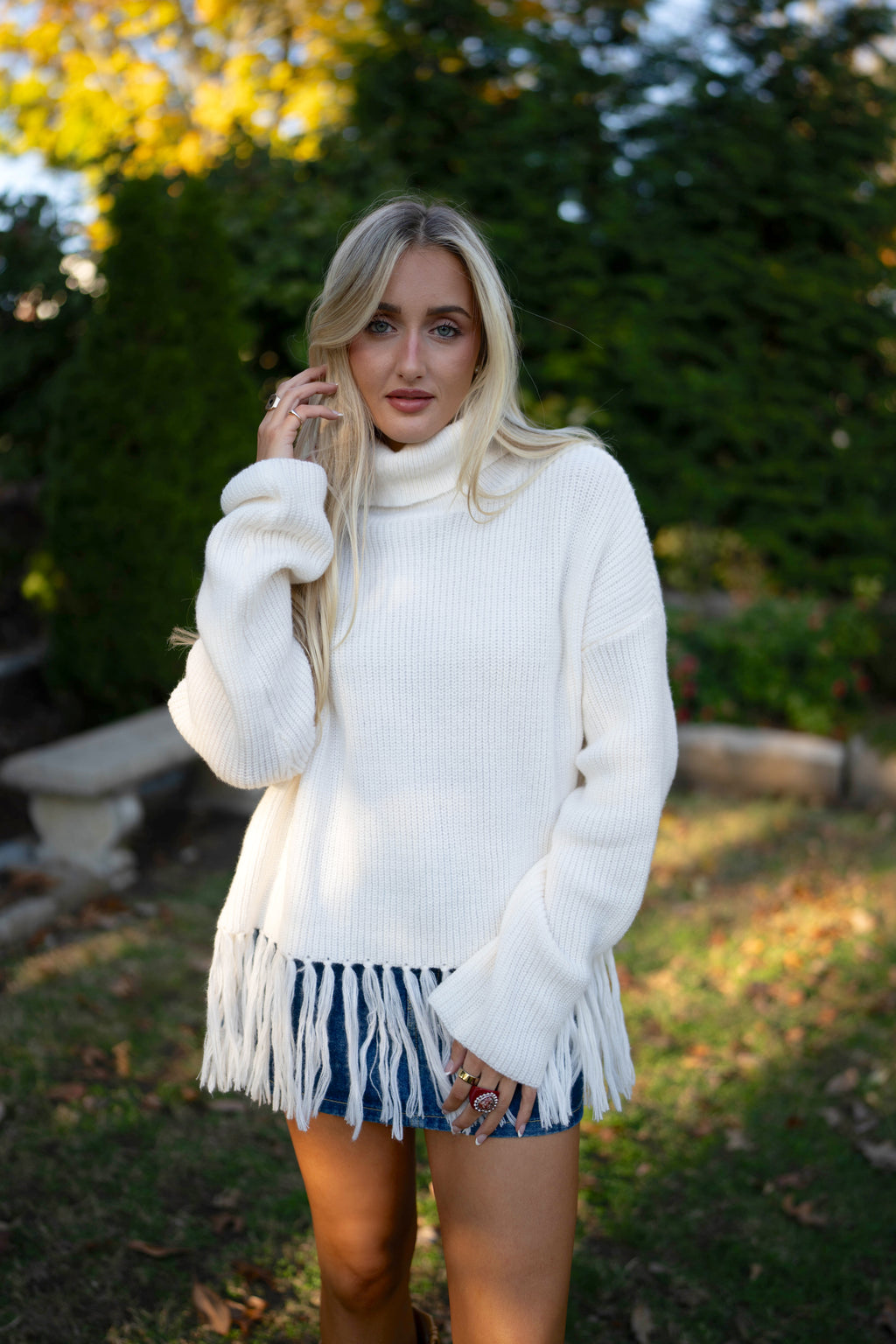 The Fawn Fringe Turtleneck Sweater