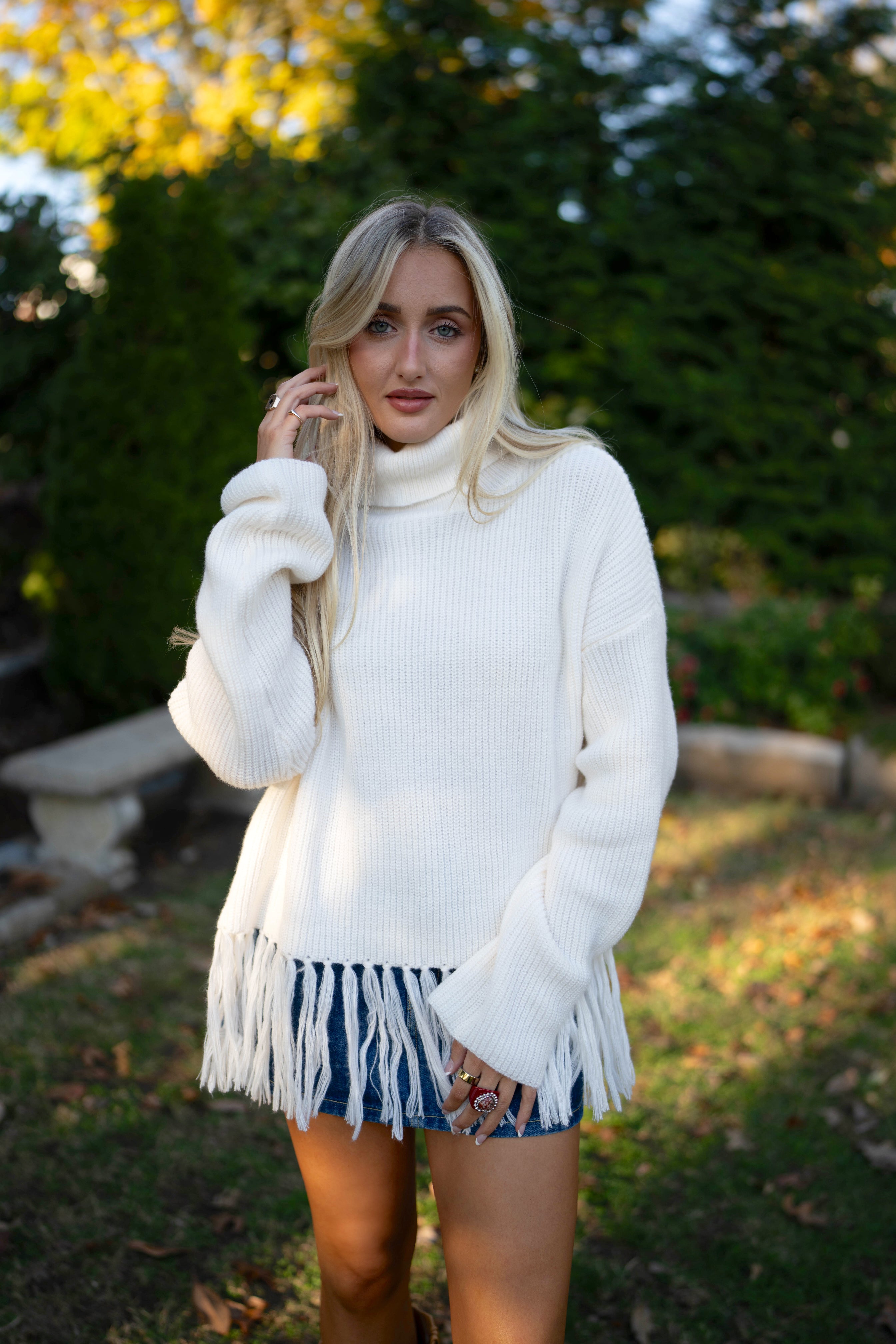 The Fawn Fringe Turtleneck Sweater