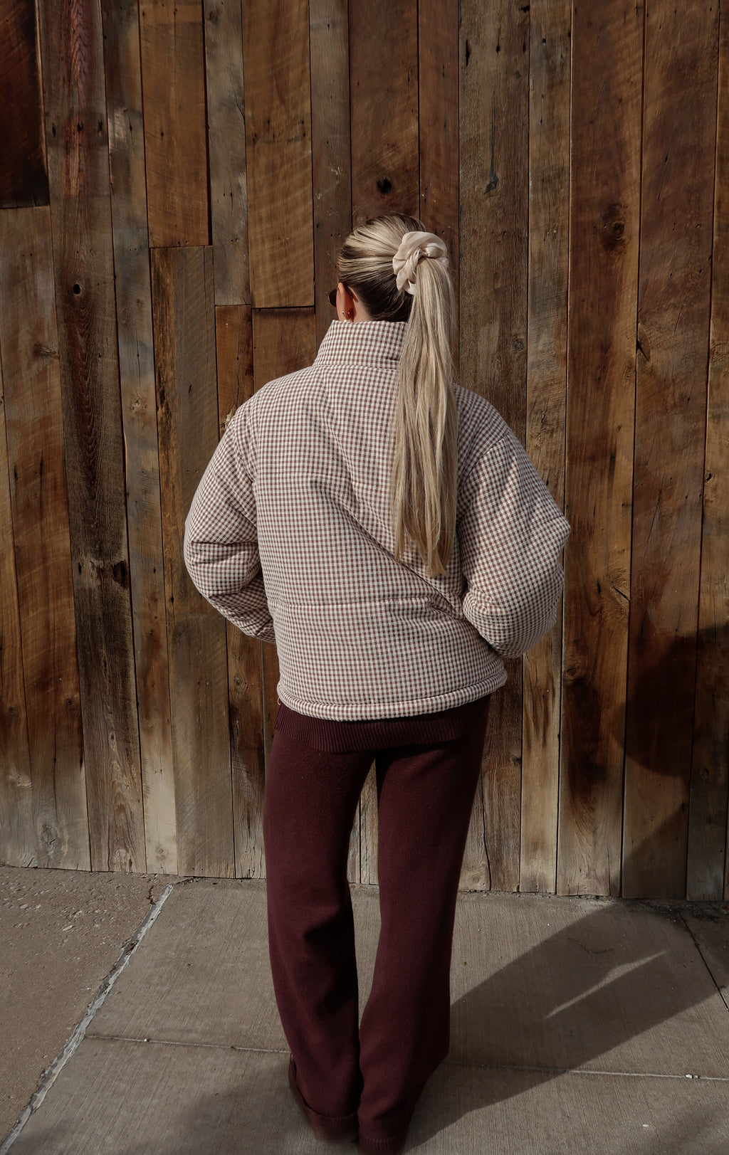 Espresso Gingham Puffer Jacket